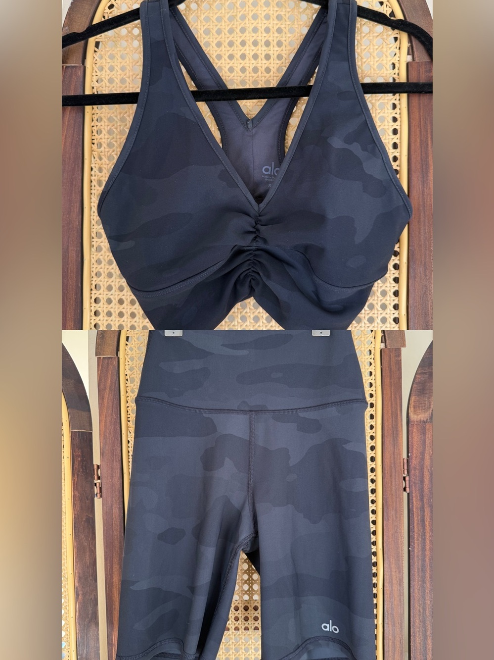 Alo Camo Athletic Shorts/Bra SET Size XS